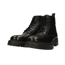 Anfibi in vera pelle con suola carrarmato