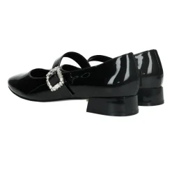 Ballerine con cinturino in strass.Tacco alto 3 cm