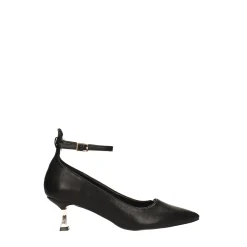 Décolleté con cinturino alla caviglia e tacco a rocchetto dorato alto 6cm