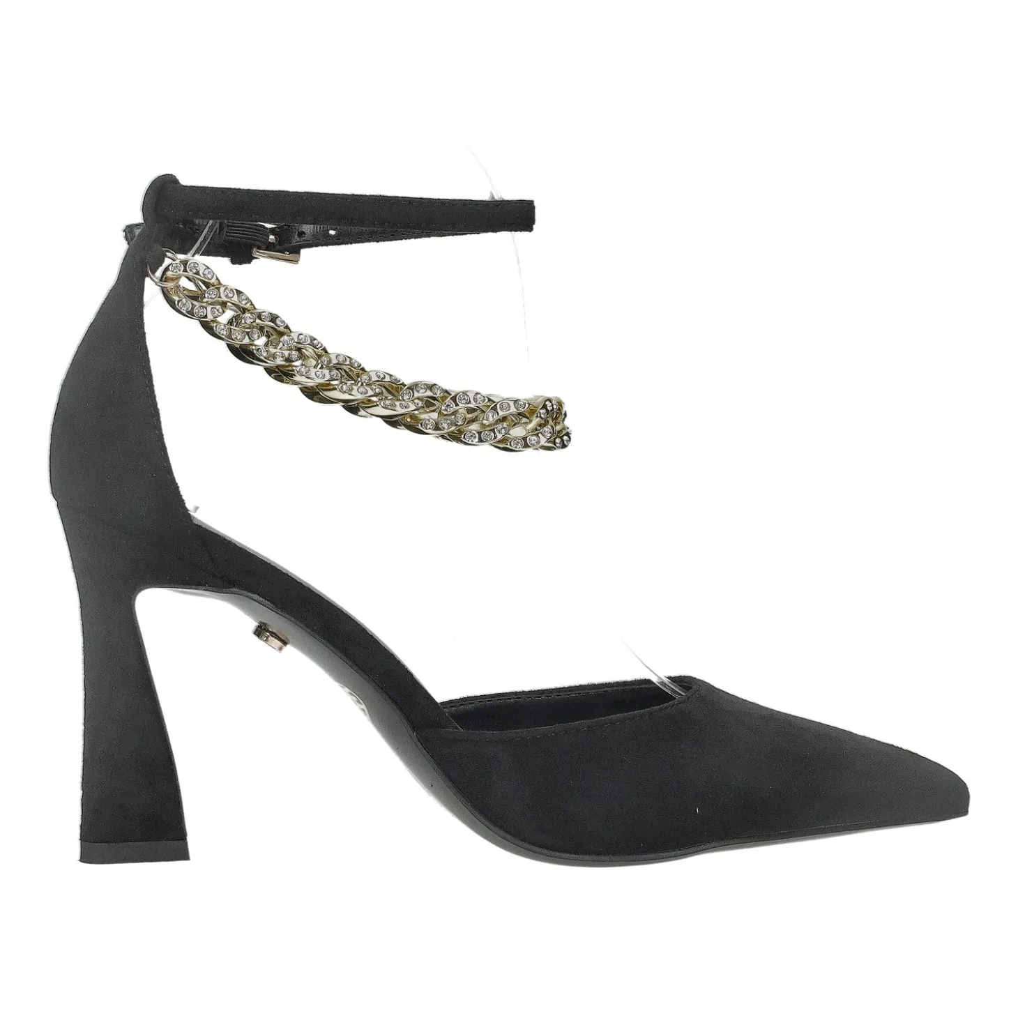 Décolleté con cinturino intrecciato.Tacco alto 9cm