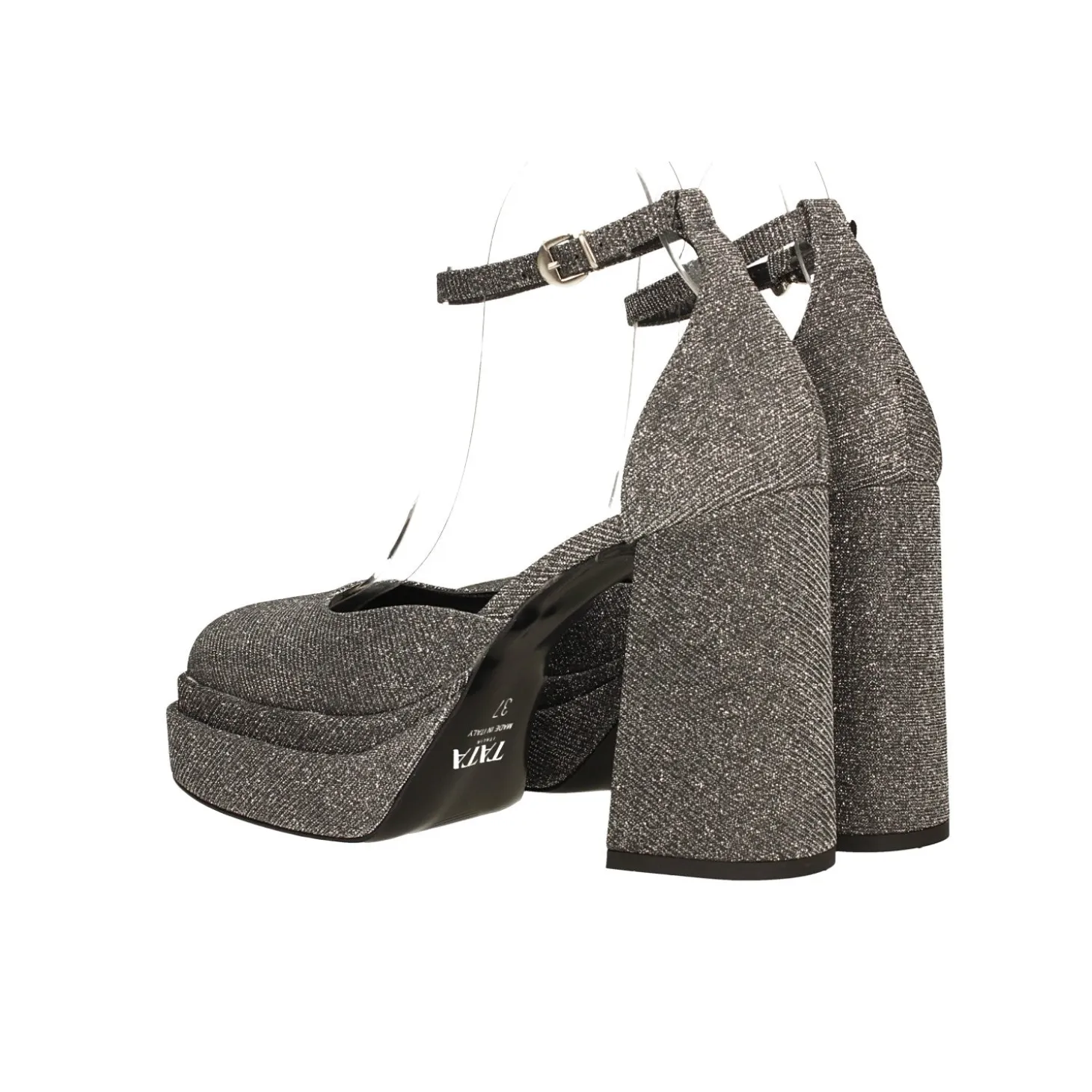 Décolleté glitterate con doppio plateau. Made in Italy. Tacco alto 11cm