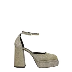 Décolleté glitterate con doppio plateau. Made in Italy. Tacco alto 11cm