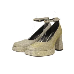 Décolleté glitterate. con punta squadrata e plateau. Made in Italy. Tacco alto 9cm