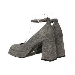 Décolleté glitterate. con punta squadrata e plateau. Made in Italy. Tacco alto 9cm