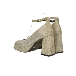 Décolleté glitterate. con punta squadrata e plateau. Made in Italy. Tacco alto 9cm