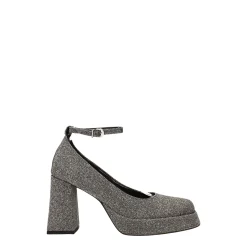 Décolleté glitterate. con punta squadrata e plateau. Made in Italy. Tacco alto 9cm