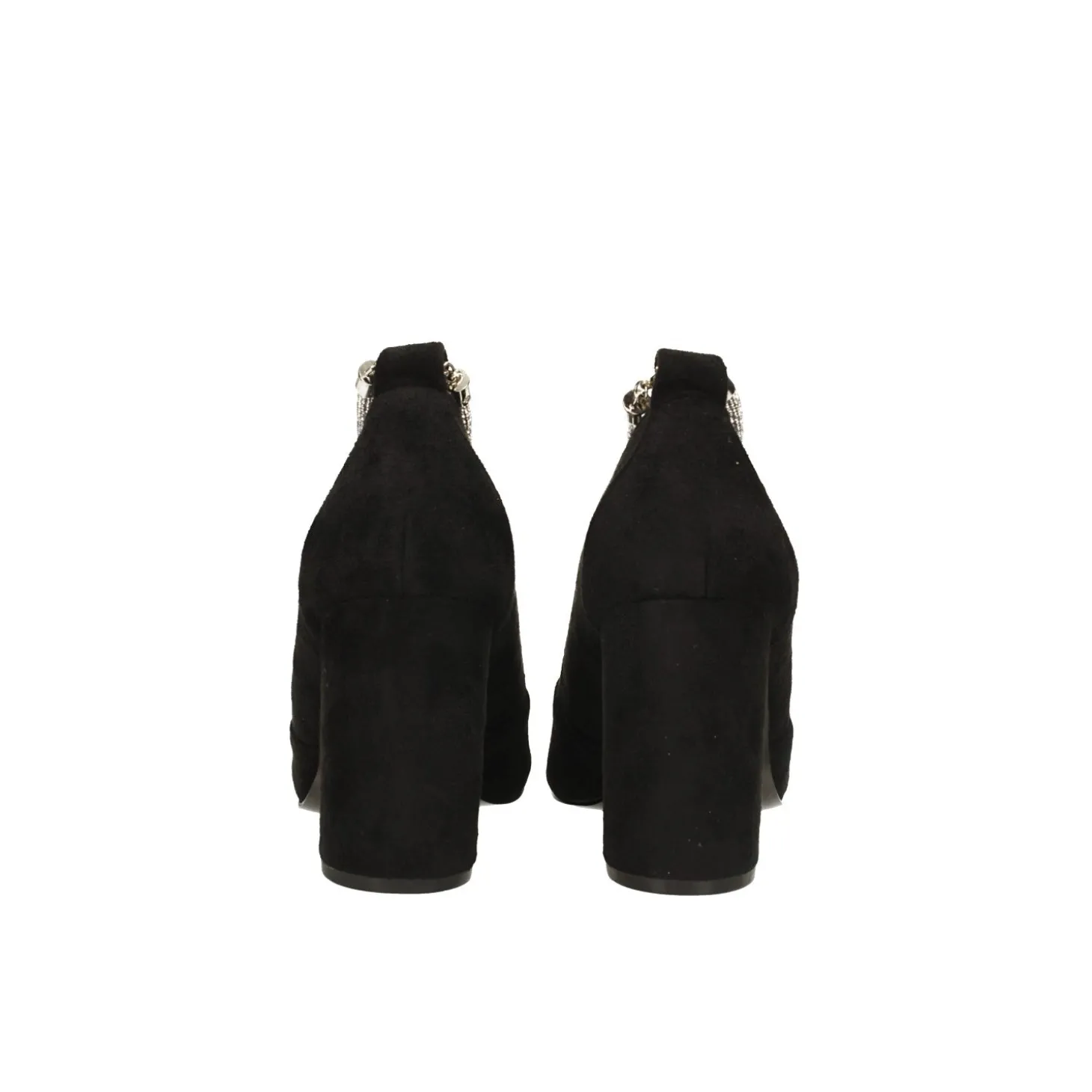 Décolleté in microfibra con cinturino alla caviglia con strass. Tacco alto 8cm