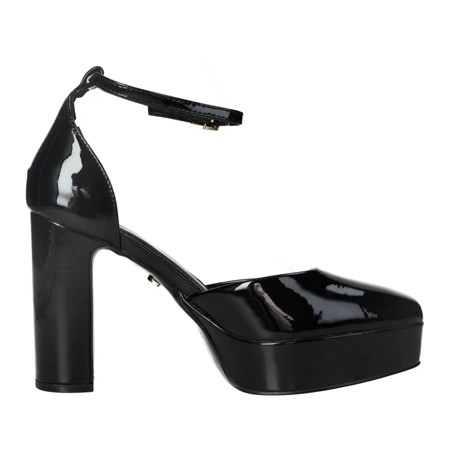 Décolleté in vernice con cinturino. Tacco alto 10.5 cm