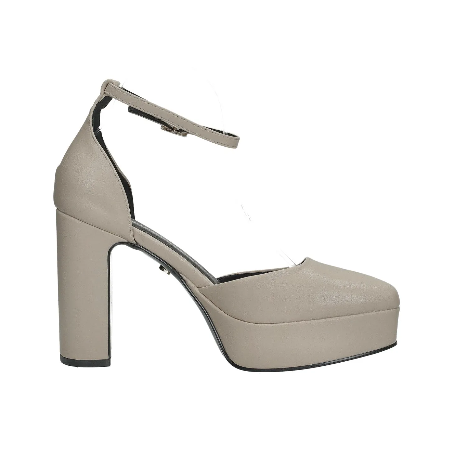 Décolleté in vernice con cinturino. Tacco alto 10cm