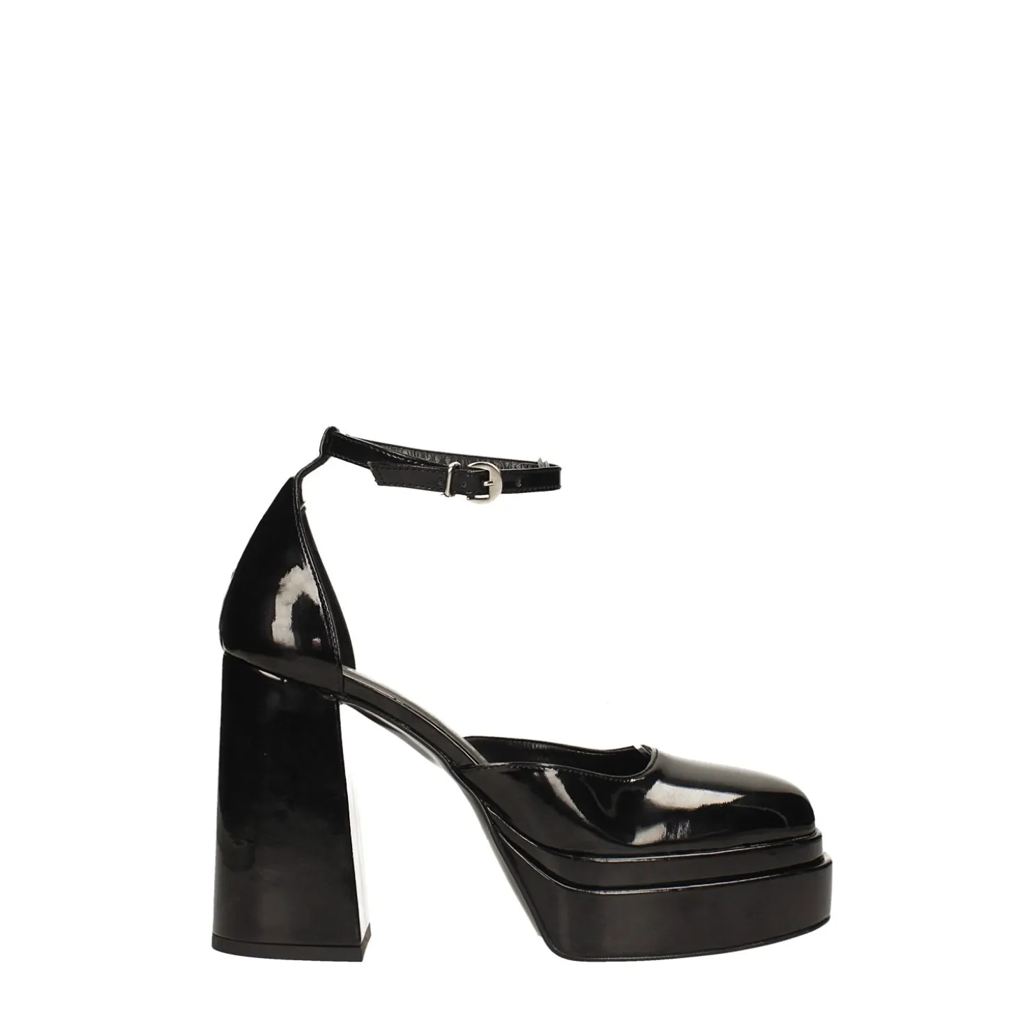 Décolleté in vernice con doppio plateau. Made in Italy. Tacco alto 11cm