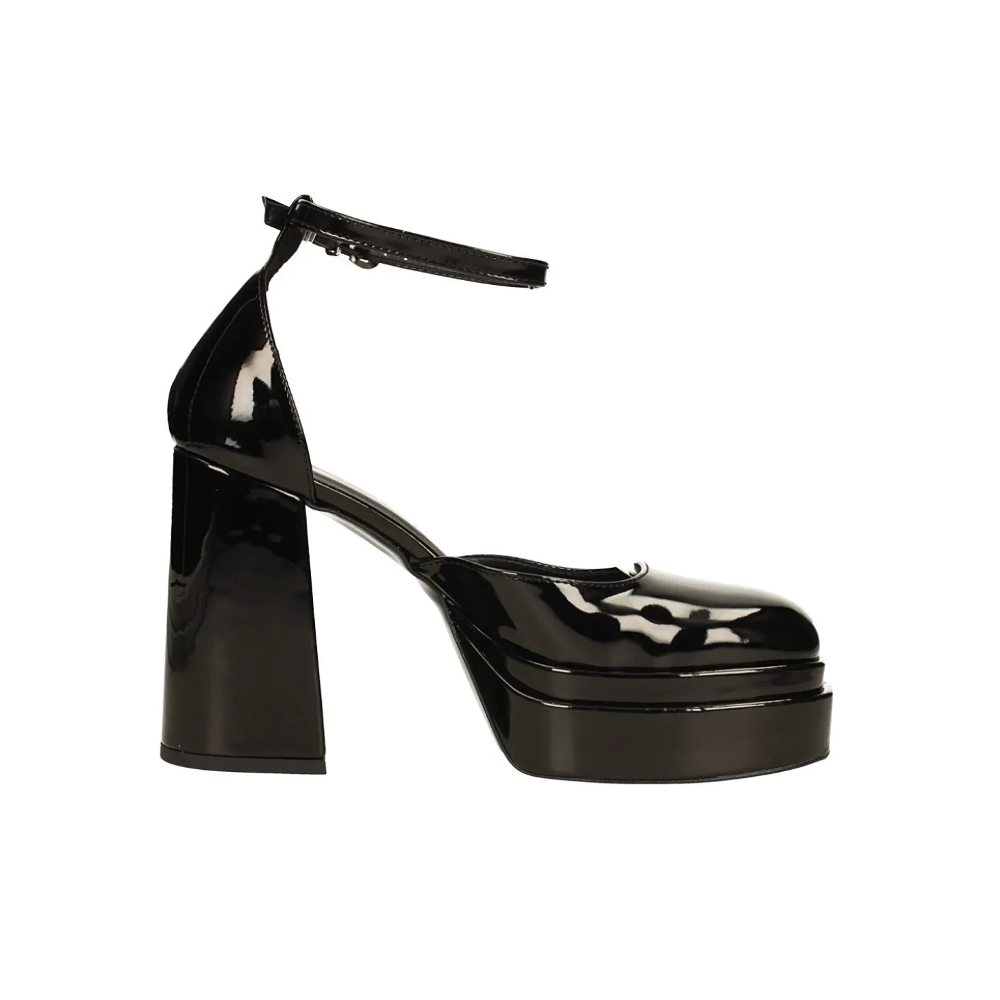 Décolleté in vernice con doppio plateau. Made in Italy. Tacco alto 11cm