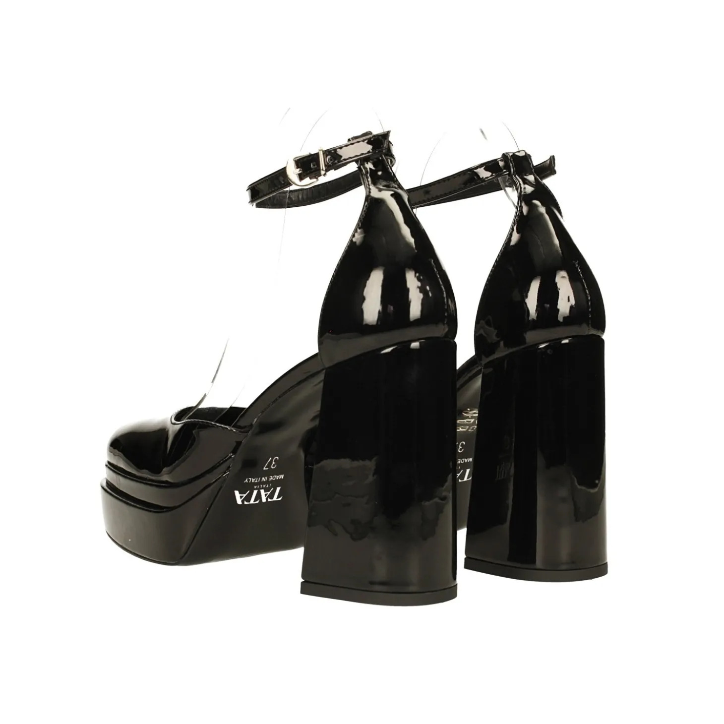 Décolleté in vernice con doppio plateau. Made in Italy. Tacco alto 11cm