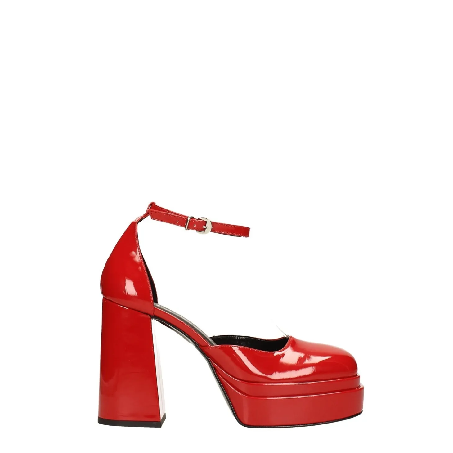 Décolleté in vernice con doppio plateau. Made in Italy. Tacco alto 11cm