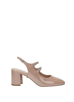 Décolleté in vernice con doppio cinturino