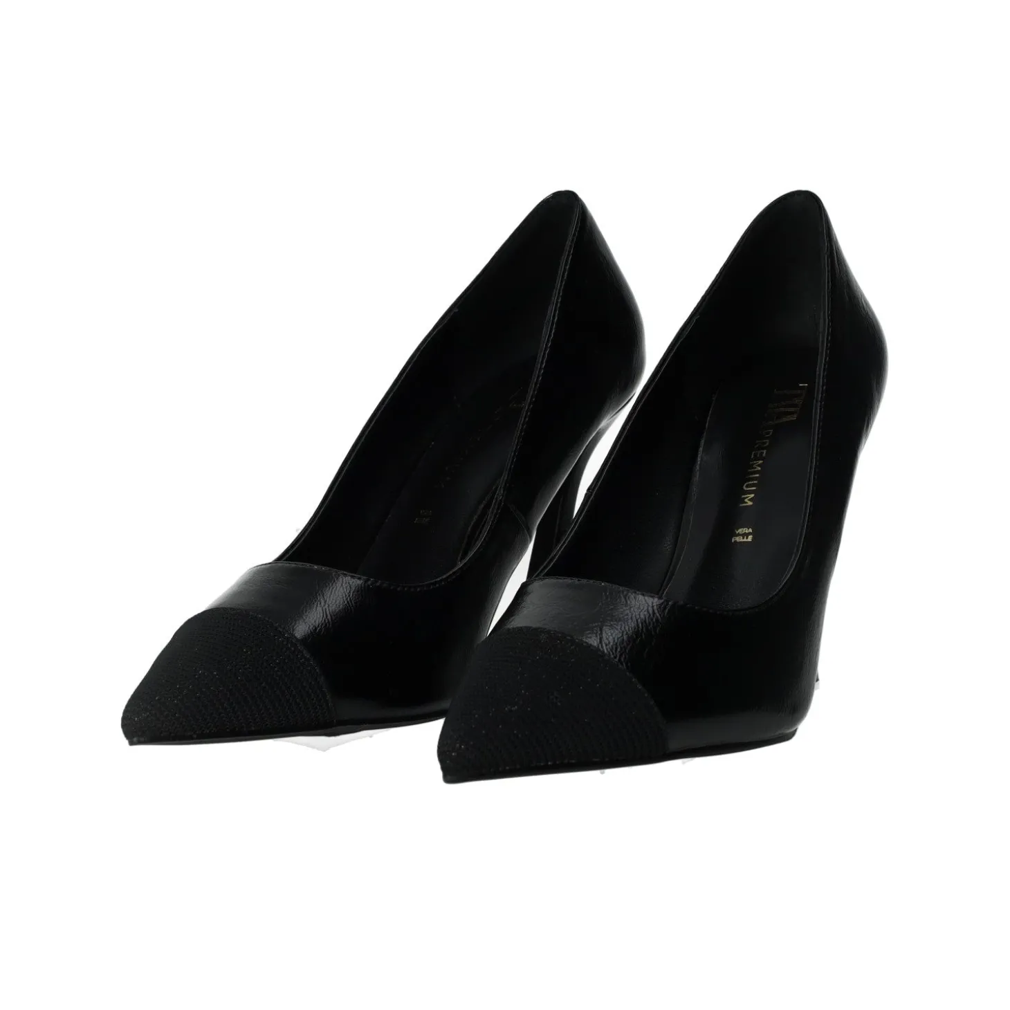 Décolleté pumps con punta in tessuto. Tacco alto 10cm