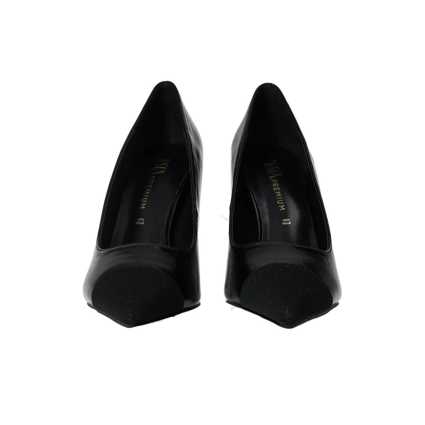 Décolleté pumps con punta in tessuto. Tacco alto 10cm