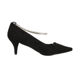 Décolleté scomasciate con cinturino alla caviglia con strass. Tacco alto 5cm