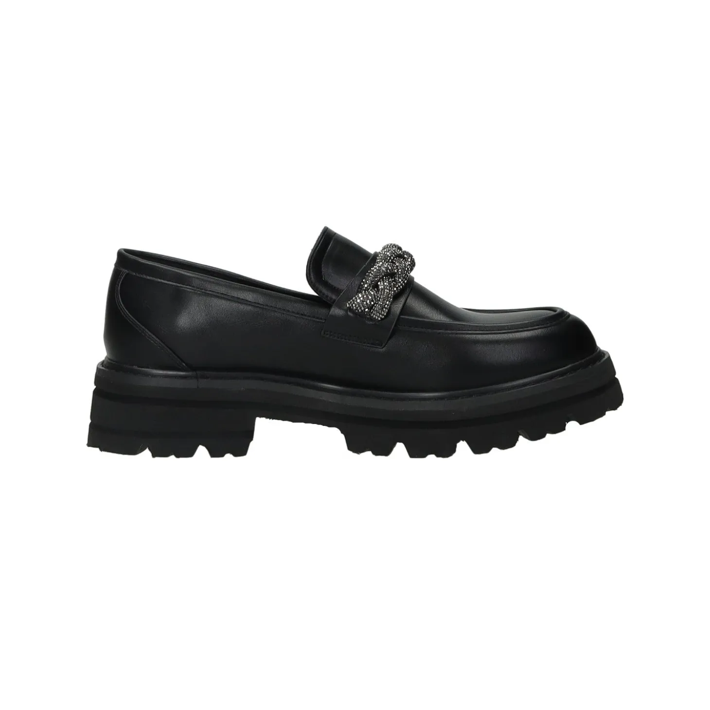 Mocassini con morsetto in strass.Tacco alto: 3cm