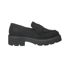 Mocassini con strass.Tacco alto 4cm