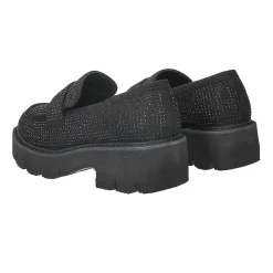 Mocassini con strass.Tacco alto 4cm