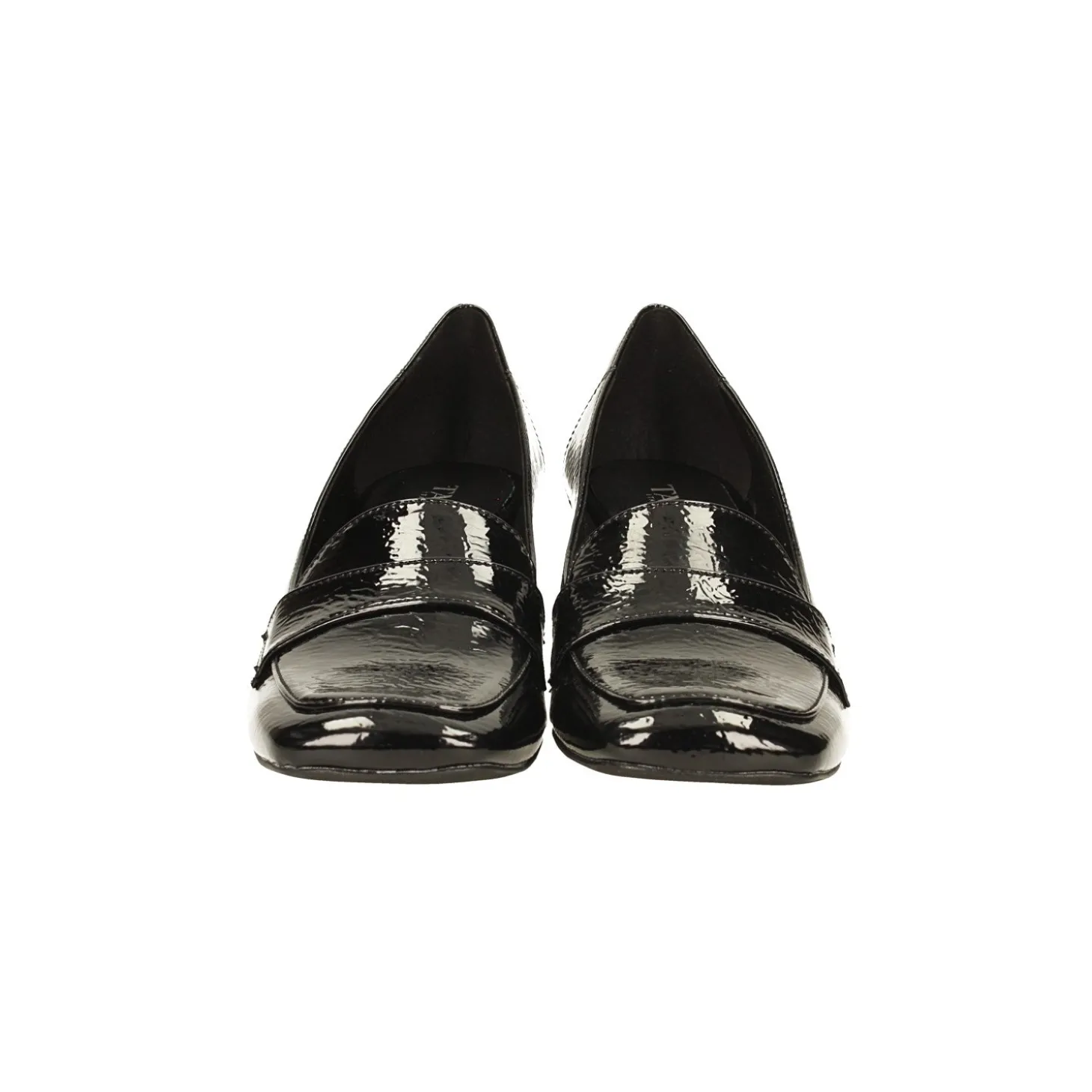 Mocassini in vernice con tacco alto 5.5cm. Made in Italy