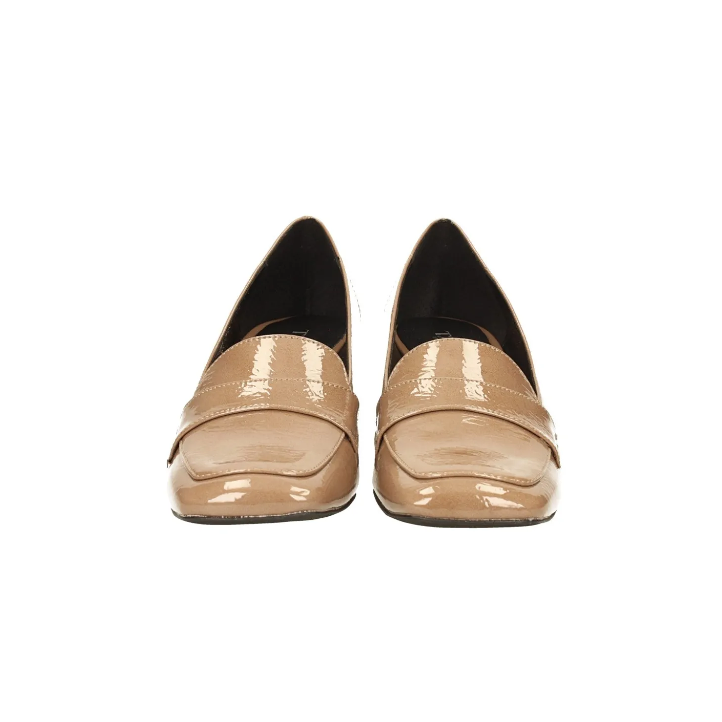 Mocassini in vernice con tacco alto 5.5cm. Made in Italy