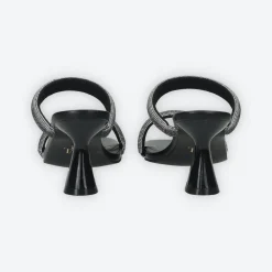 Sandali con due fasce e strass. Tacco alto 7cm