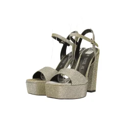 Sandali con plateau glitterati. Made in Italy. Tacco alto 13cm