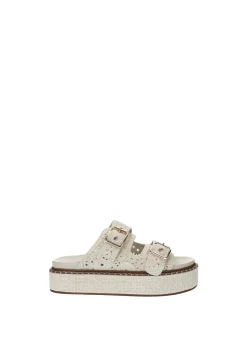 Sandali con tomaia ricamata