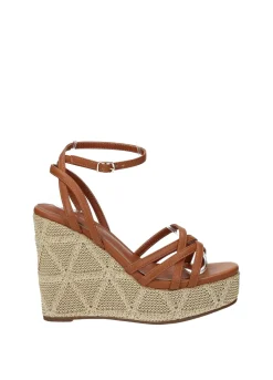 Sandali con zeppa ricamata