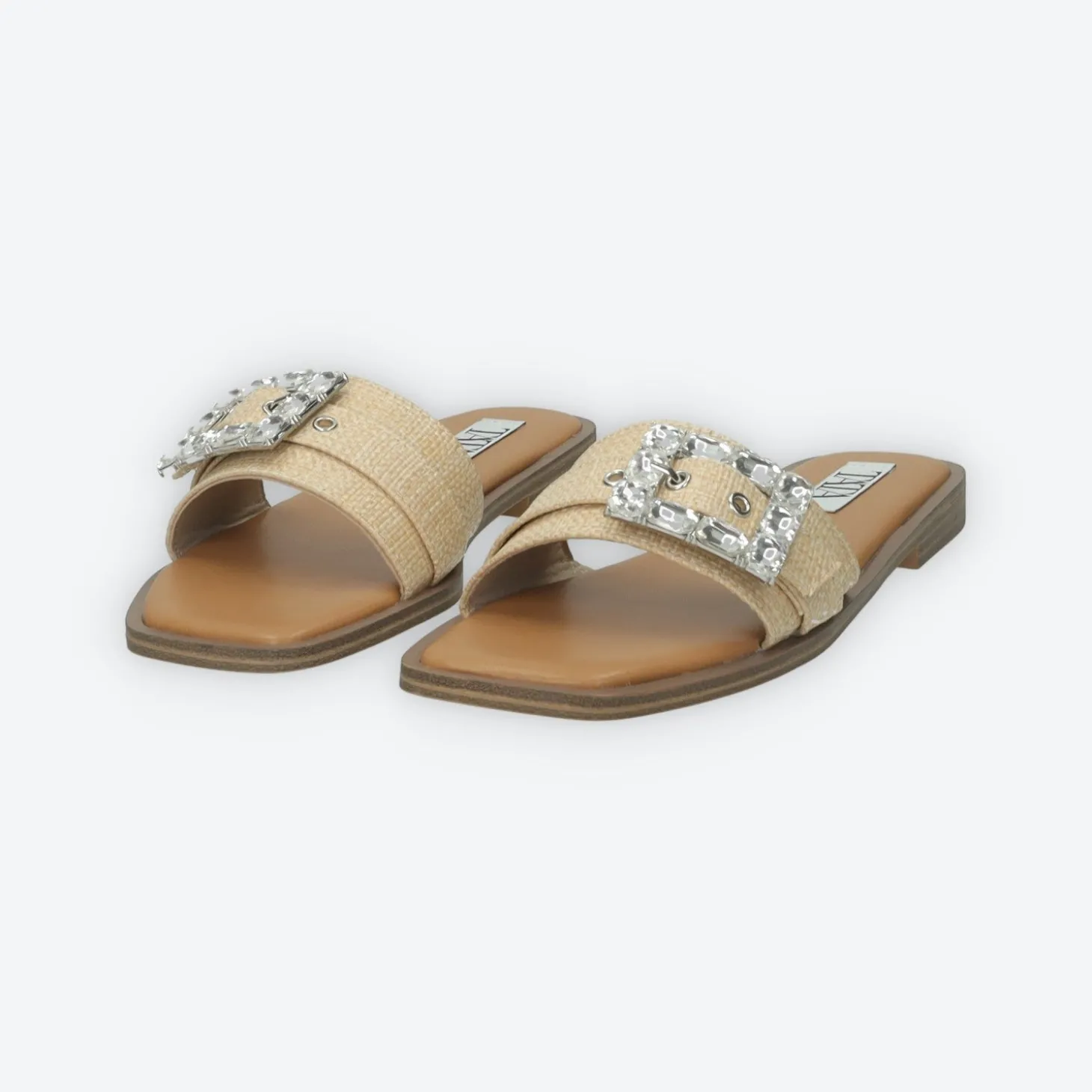 Sandali flat con dettaglio fibbia con strass