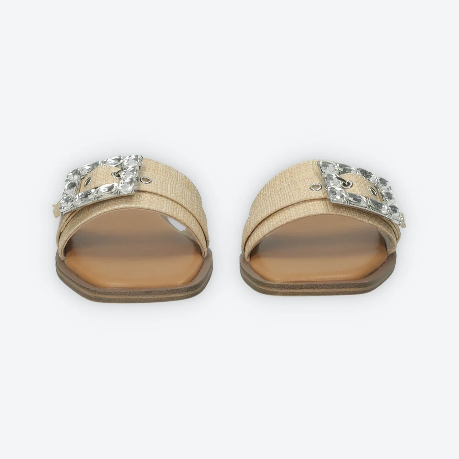 Sandali flat con dettaglio fibbia con strass