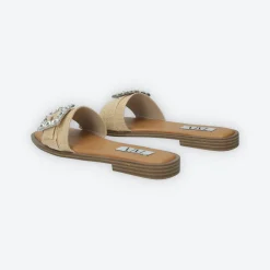 Sandali flat con dettaglio fibbia con strass