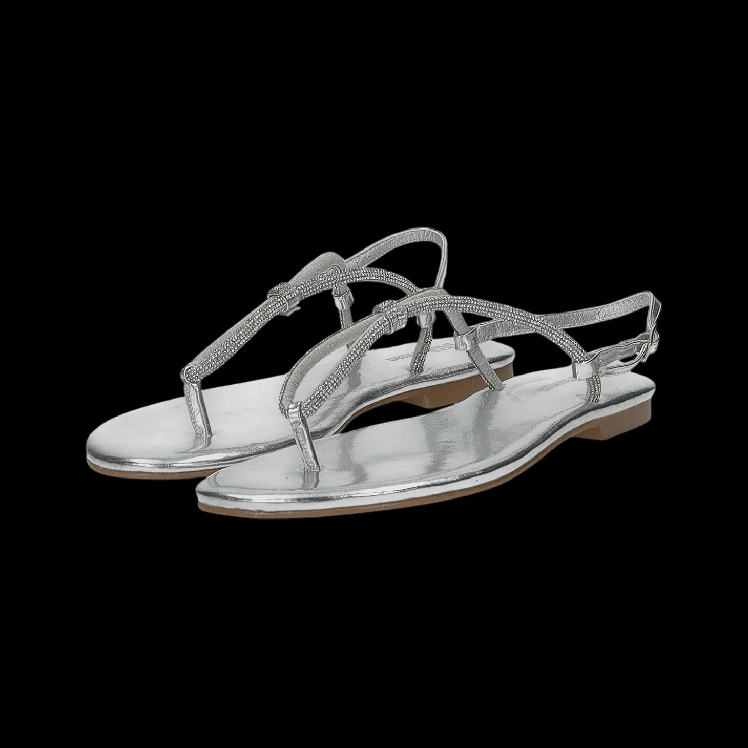 Sandali flat con dettaglio listini in strass.