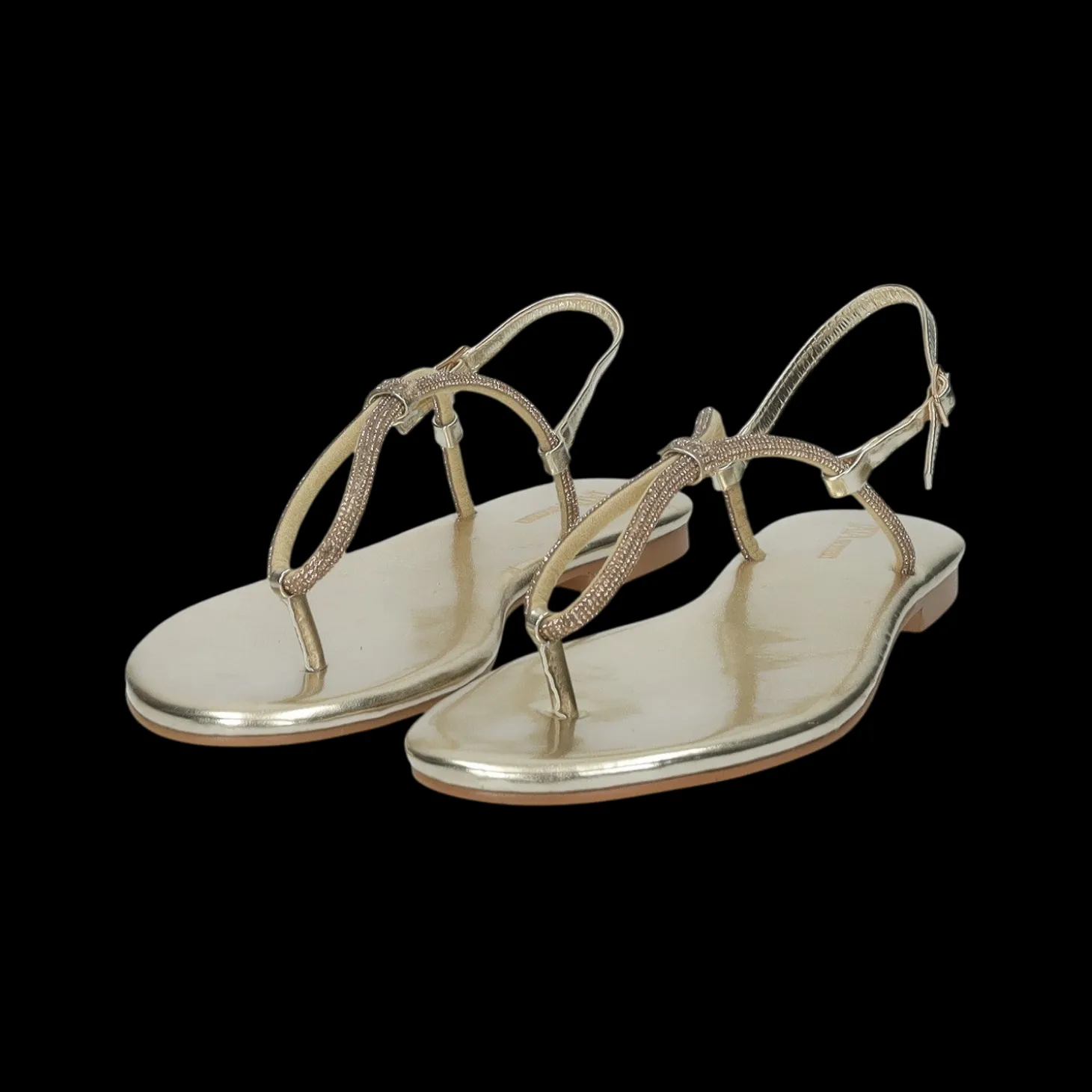 Sandali flat con dettaglio listini in strass.