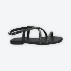 Sandali flat con listini in strass