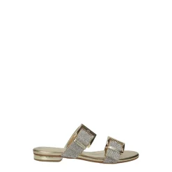 Sandali in ecopelle e tacco in gomma.