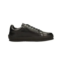 Sneakers basse in vera pelle total black