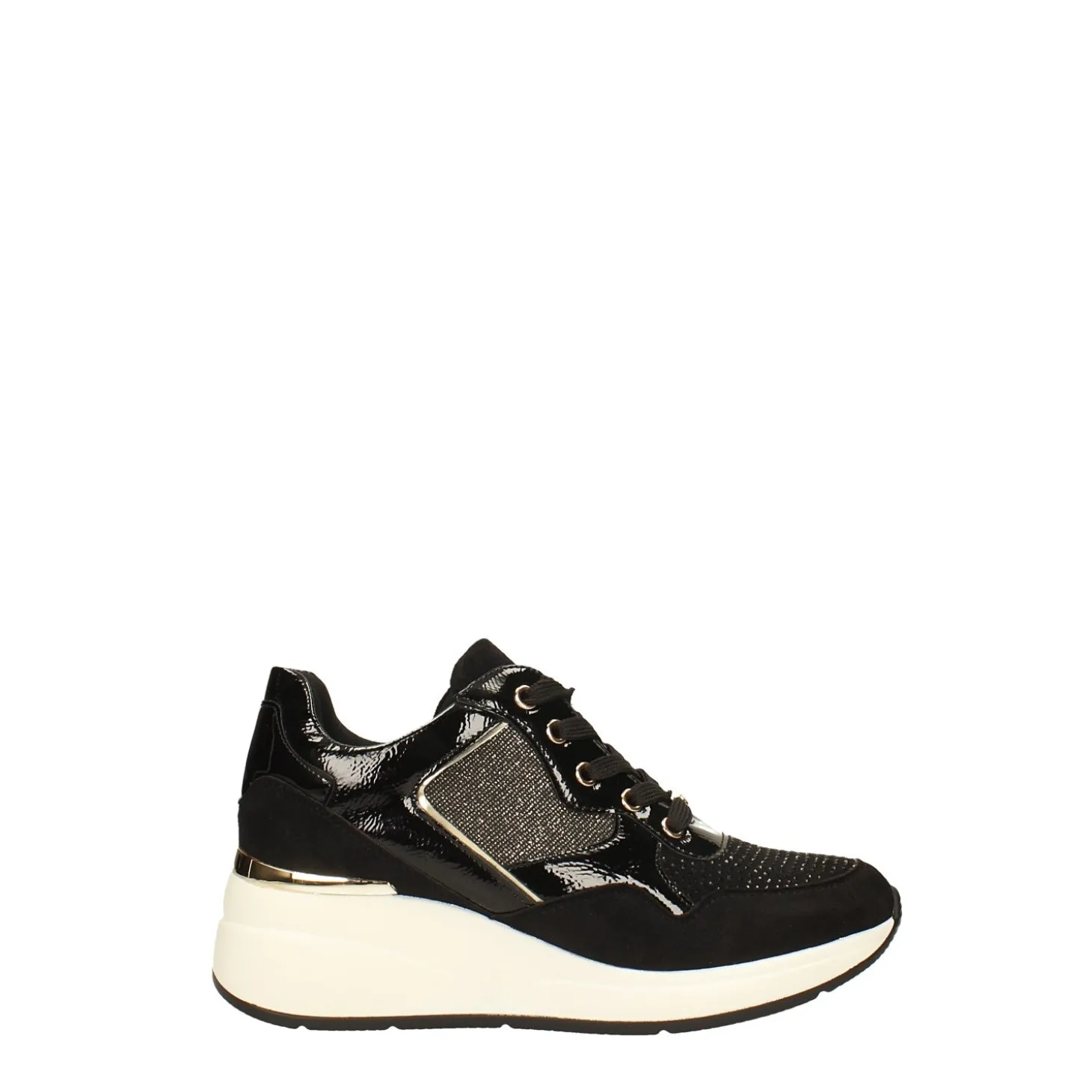 Sneakers con dettagli dorati e strass