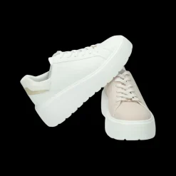 Sneakers con inserti in tessuto.Tacco alto 5cm