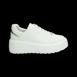 Sneakers con inserti in tessuto.Tacco alto 5cm