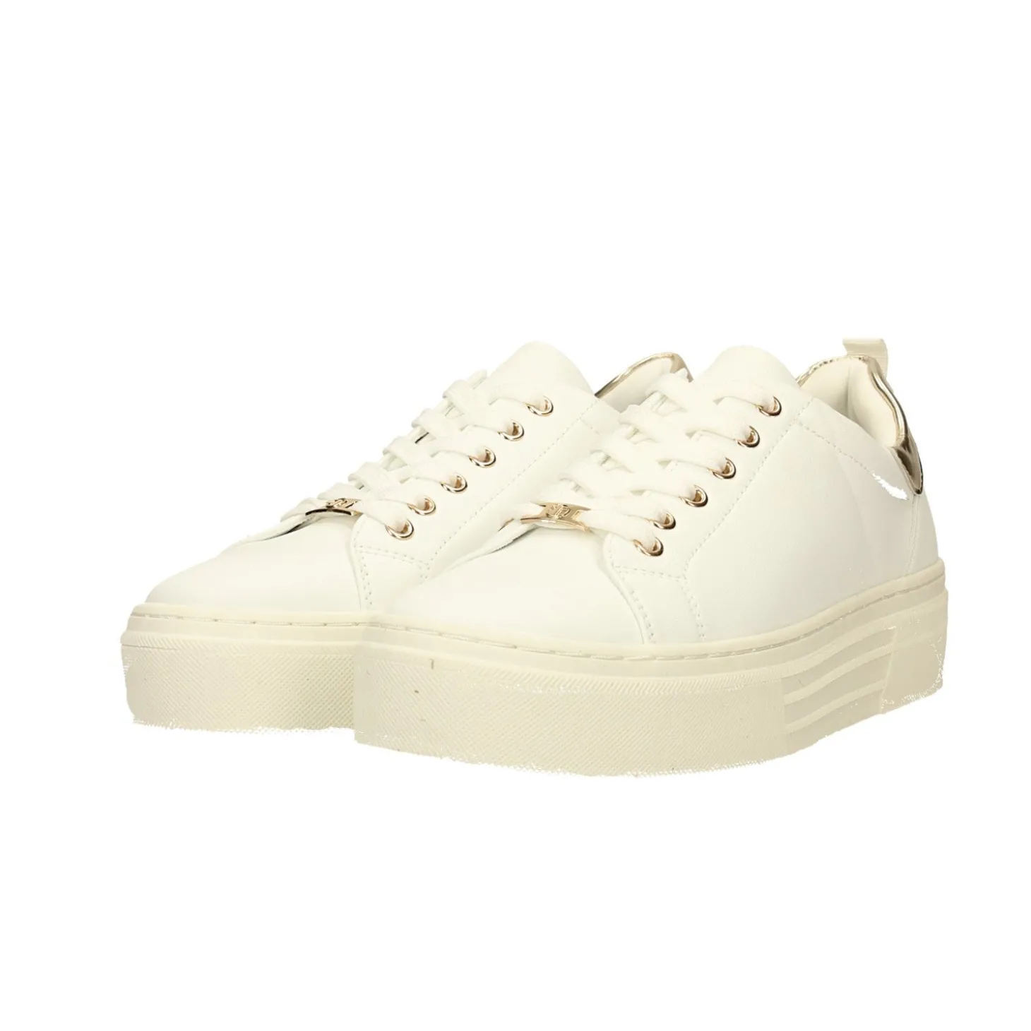 Sneakers con inserto glitterato. suola alta 3.5cm