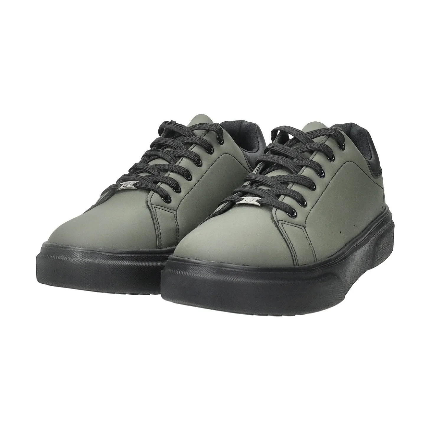 Sneakers in ecopelle con cuciture a vista