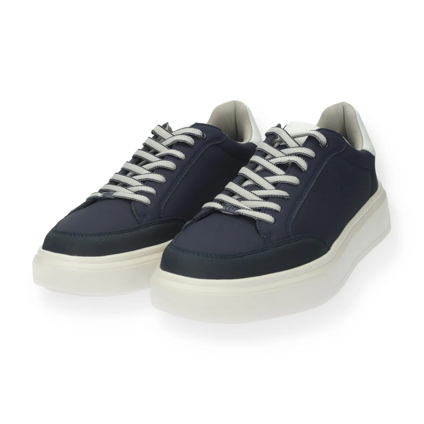 Sneakers in ecopelle con cuciture a vista