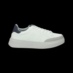 Sneakers in ecopelle con cuciture a vista