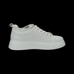 Sneakers platform con catena di perle.Tacco alto 4 cm