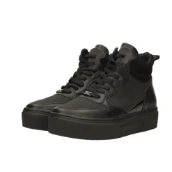 Sneakers total black con suola alta 3.5cm