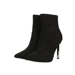 Stivaletti a punta scamosciati con tacco cromato alto 9cm