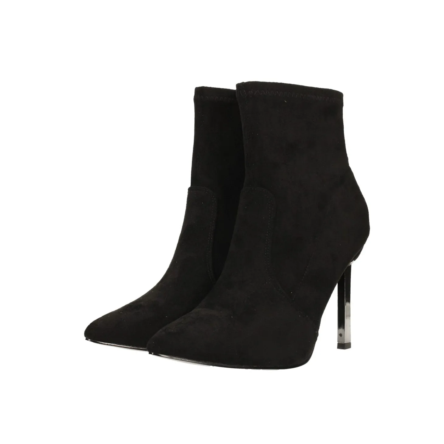 Stivaletti a punta scamosciati con tacco cromato alto 9cm