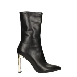 Stivaletti con tacco dorato specchiato alto 10.5cm